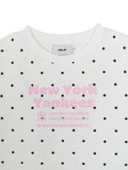 Women's Dots Pattern Lettering Slim Semi Crop T-shirts