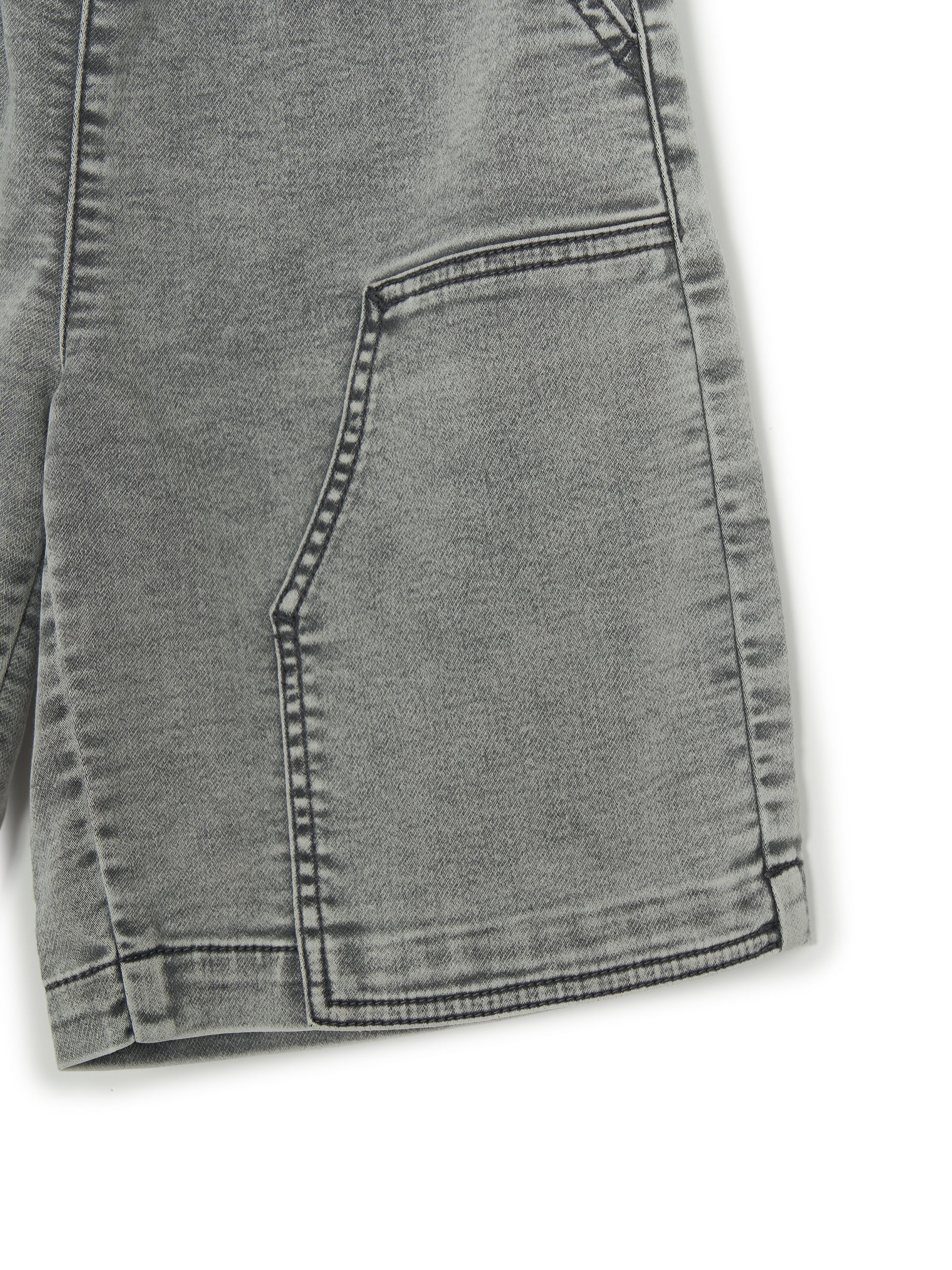 BASIC JERSEY DENIM DOUBLE KNEE SHORTS