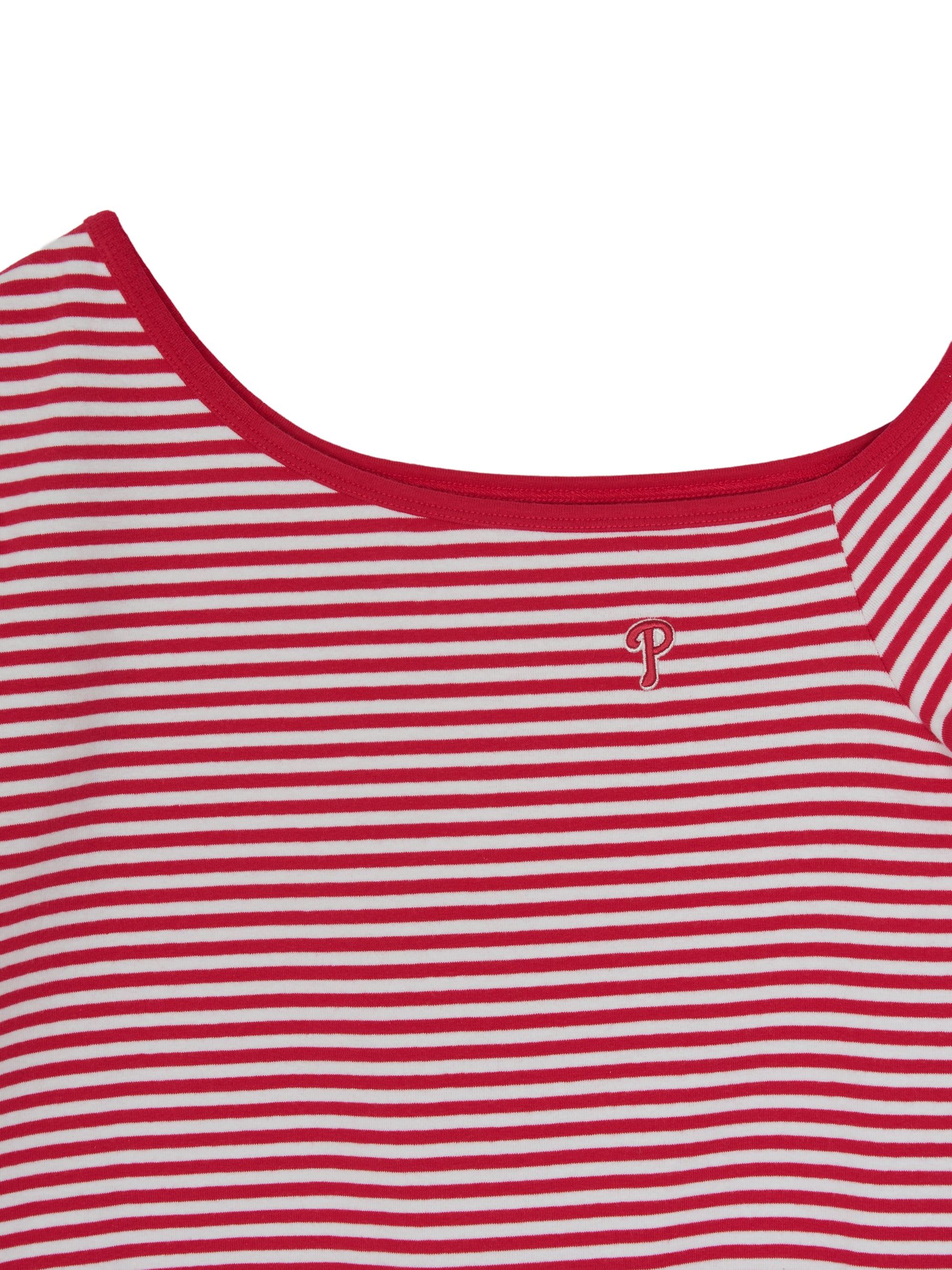Women's Varsity Stripe Off Shoulder Slim Semi Crop T-Shirts