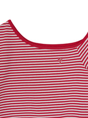 Women's Varsity Stripe Off Shoulder Slim Semi Crop T-Shirts