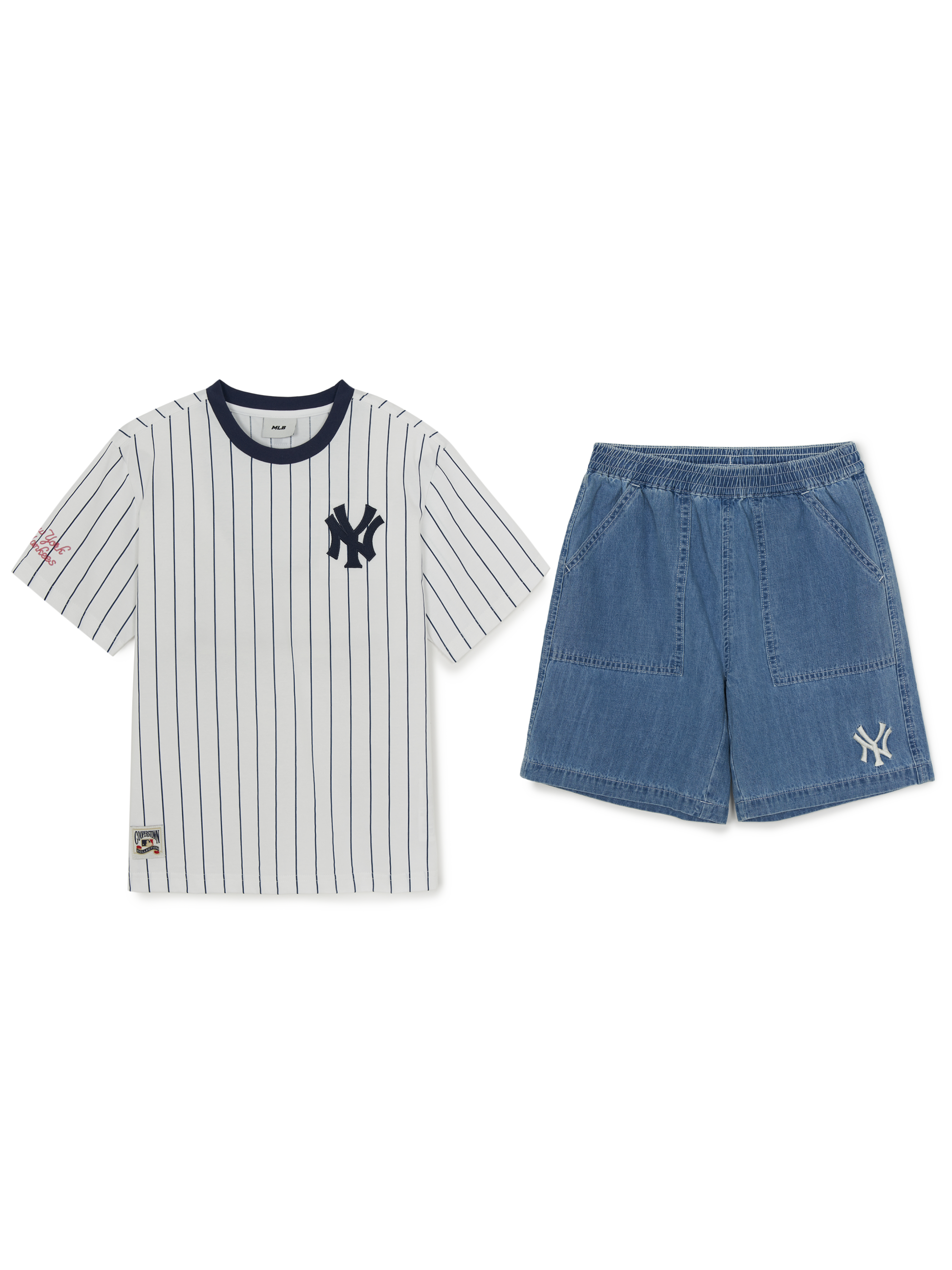 STREET BASIC STRIPED DENIM T-SHIRT SET
