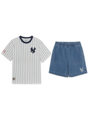 STREET BASIC STRIPED DENIM T-SHIRT SET