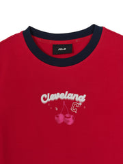 Women's Summer Fruits Lifestyle Slim Semi Crop Ringer T-Shirts