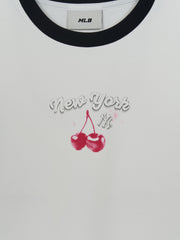 Women's Summer Fruits Lifestyle Slim Semi Crop Ringer T-shirts