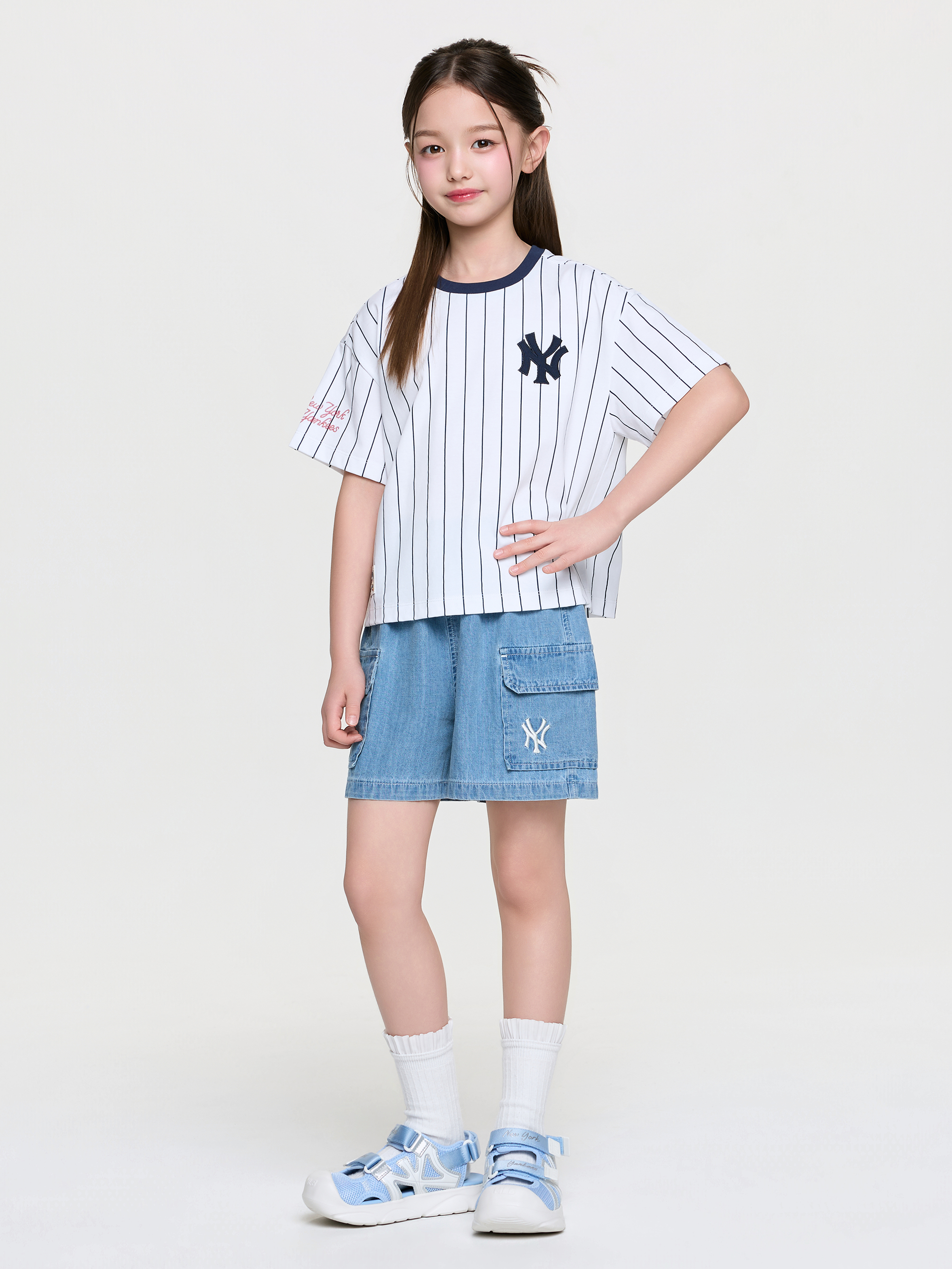 STREET BASIC STRIPED DENIM T-shirt SET(Girl's)