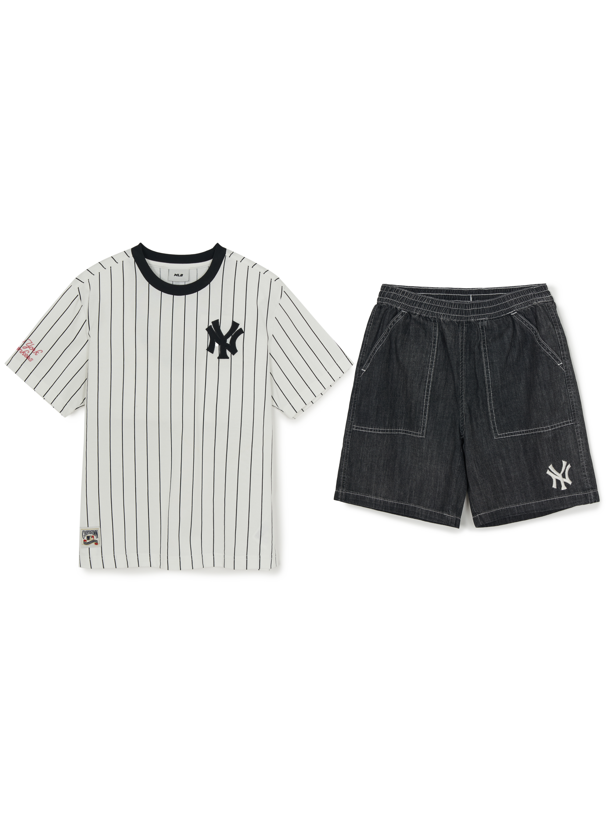STREET BASIC STRIPED DENIM T-SHIRT SET