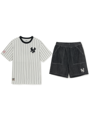 STREET BASIC STRIPED DENIM T-SHIRT SET