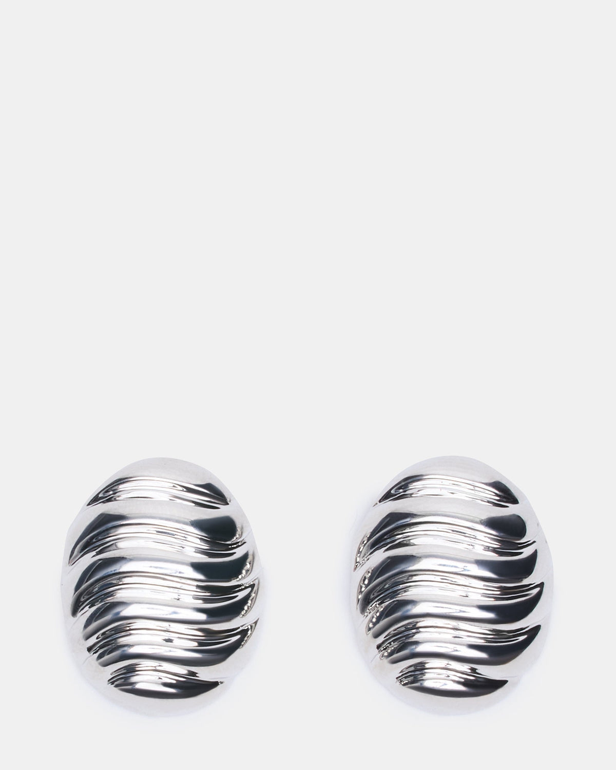 GROOVED CIRCULAR STUD EARRINGS SILVER
