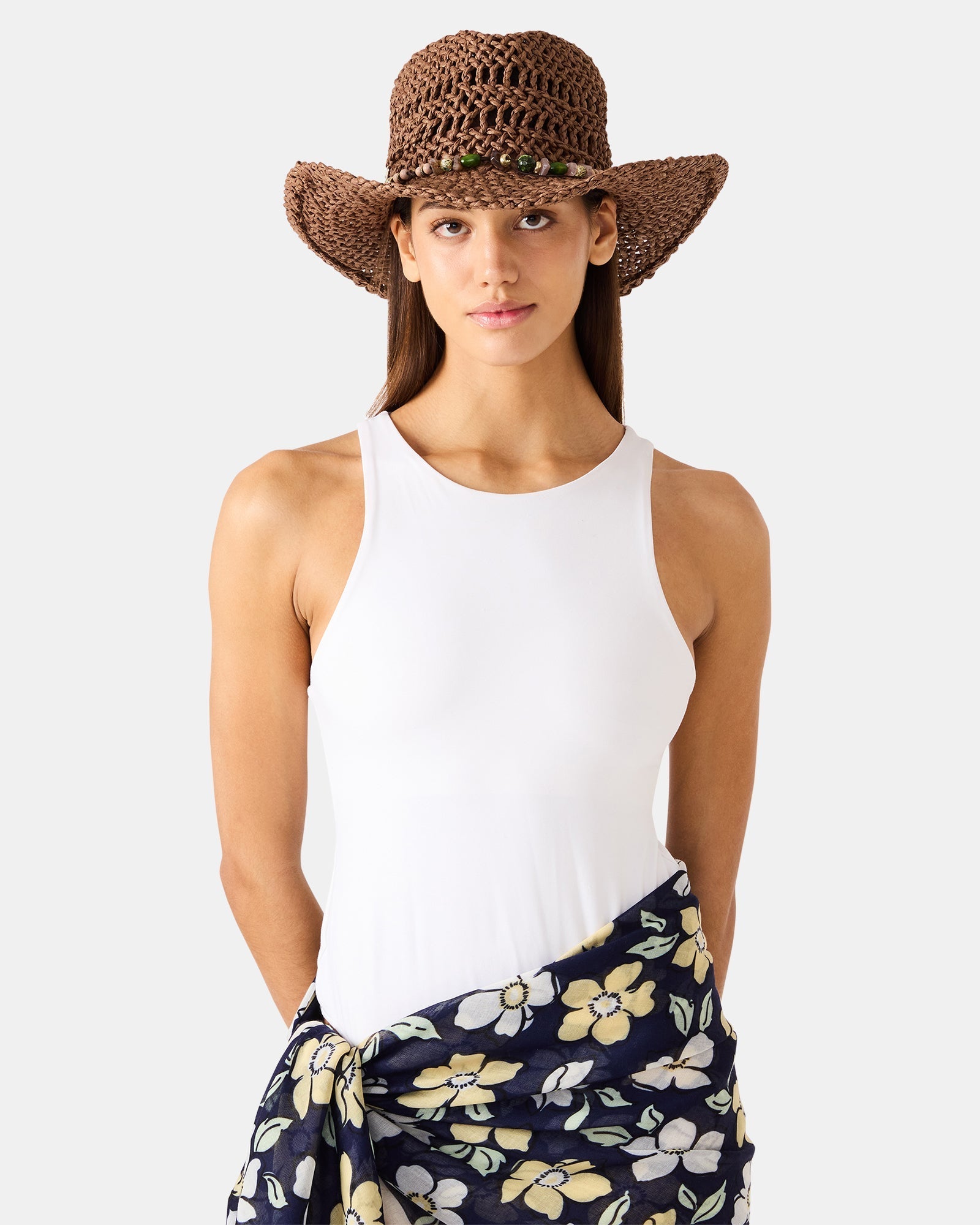 LEI BEADED TRIM WESTERN HAT BLACK