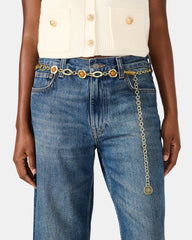 COLORED STONE CHAIN BELT GOLD